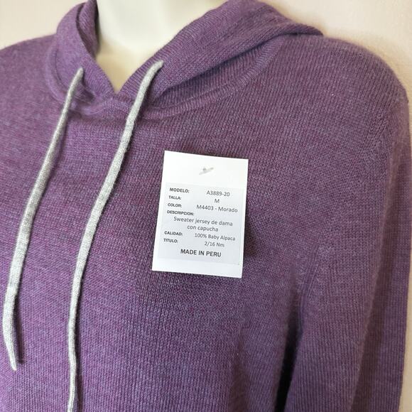LINKS Baby Alpaca Fashions Hooded Sweater-Purple-Medium-NEW W/TAG, Made In PERU - Picture 4 of 7